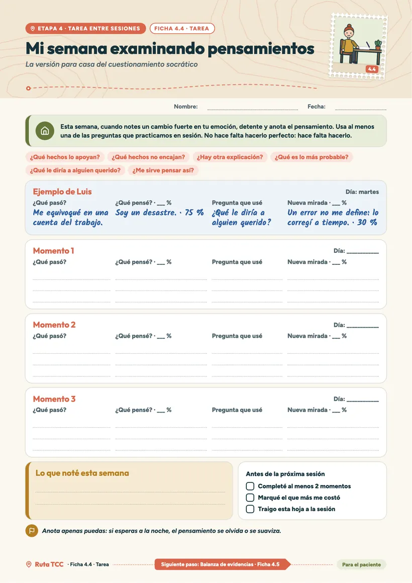 Tarea de la ficha 4.4, Mi semana examinando pensamientos