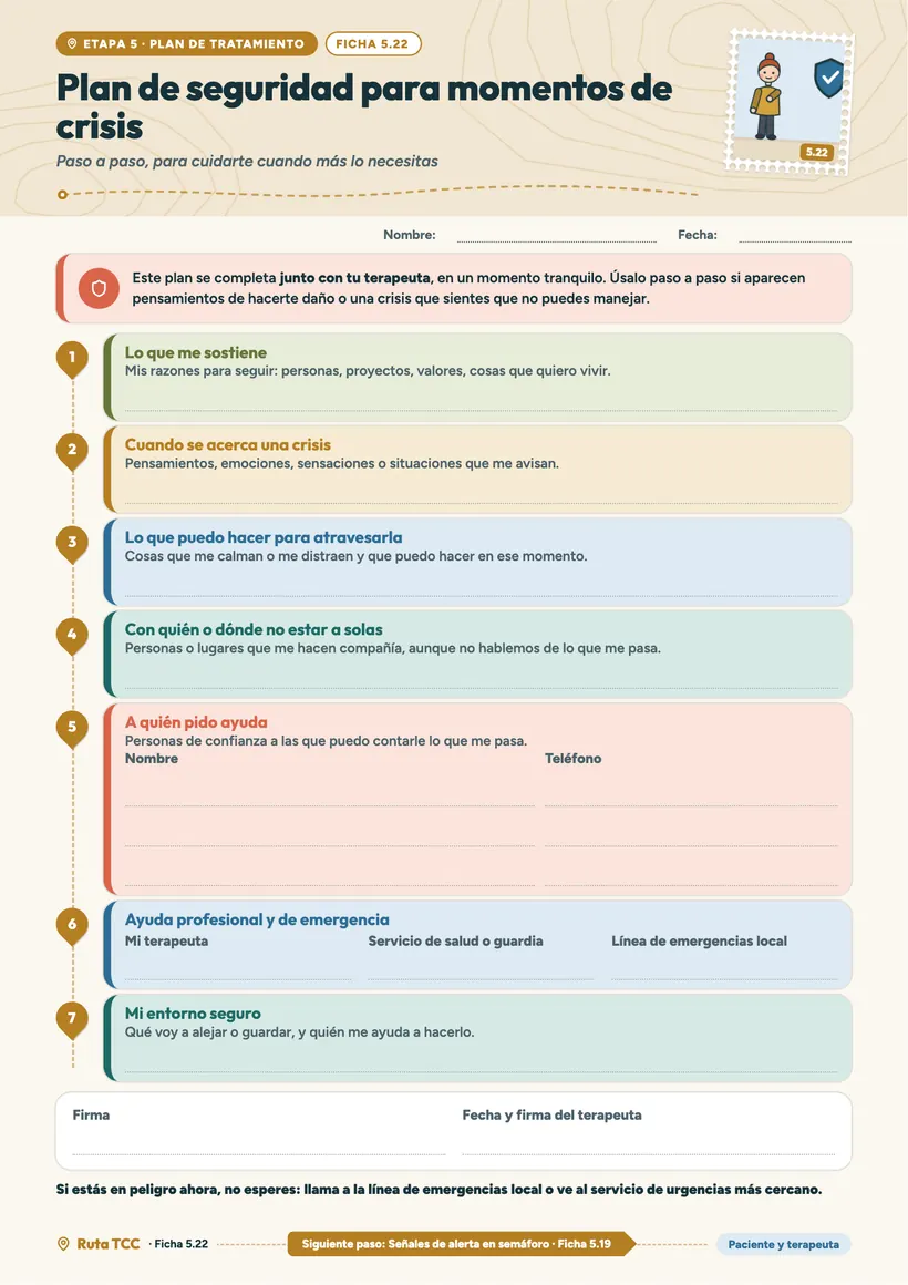 Ficha 5.22, Plan de seguridad para momentos de crisis